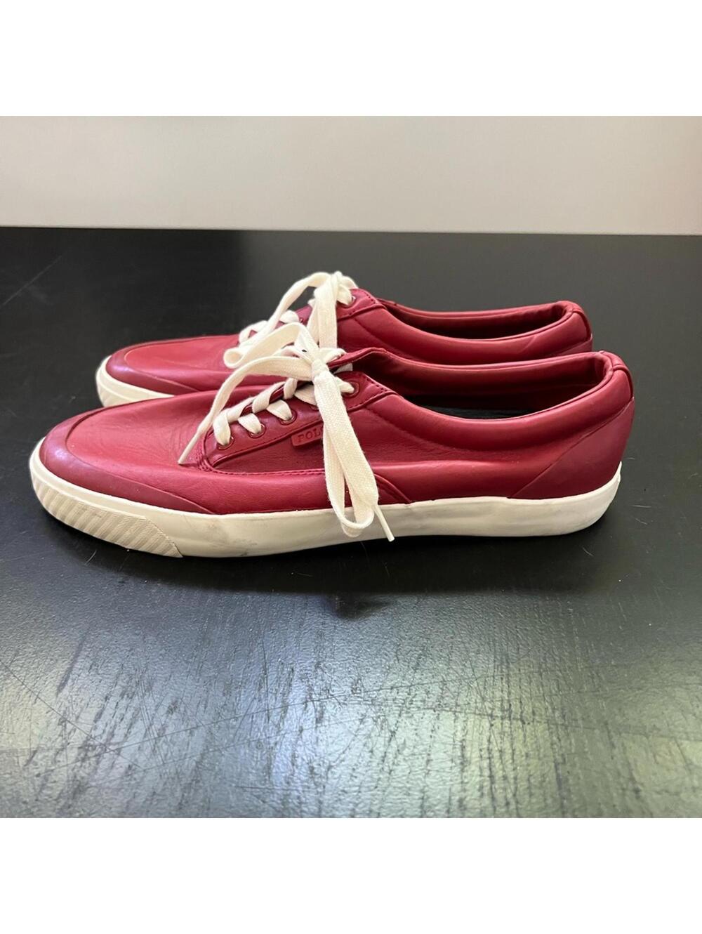 POLO Ralph Lauren Red Leather Sneakers with White Laces - 13D